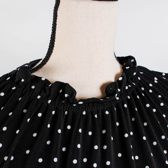 Adrianna Papell Black White Polkadot High Neck Sleeveless Blouse - XL - Picture 3 of 8
